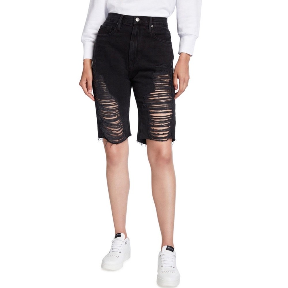 NWT ♠️ FRAME Le Vintage Shredded Bermuda Short - Picture 3 of 7